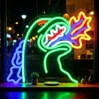 Enseigne néon monstre dinosaure multicolore à intensité variable avec contrôle Bluetooth pour salle de jeux, voiture et décoration de bâtiment
