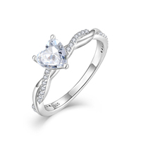 Bague ZG romantique torsadée à double anneau avec cœur en zircon cubique, pavé étincelant, en laiton plaqué rhodium pour femme