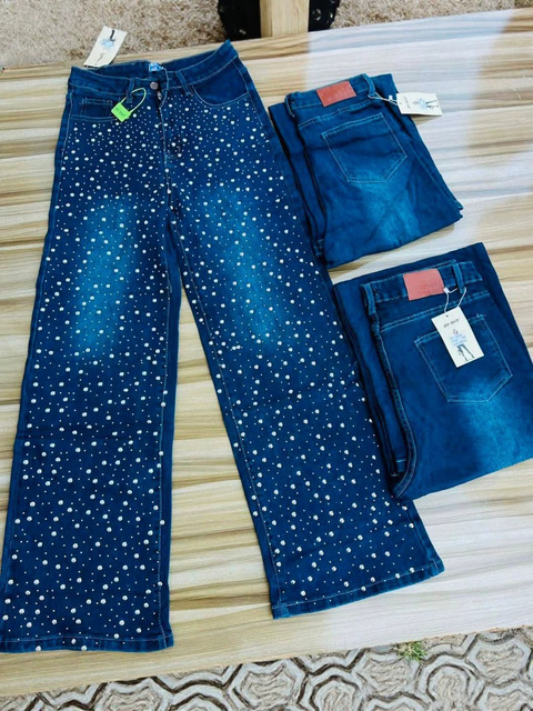 Women's Breathable High Waist Skinny Straight Light Wash Rhinestone Sparkly Jeans for Party