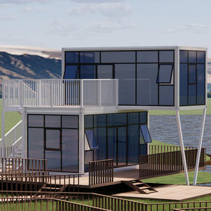 Maison Portable 2 étages avec verre pas cher villa 2 chambres petite cabine en verre en béton bois dormir grèce Portable maison - Product Image 5