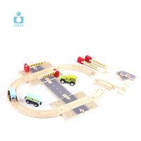 Mainan Edukasi UDEAS, Kereta Api Kayu DIY Kreatif, Jalur Mobil, Set Rel Kereta Api Kayu