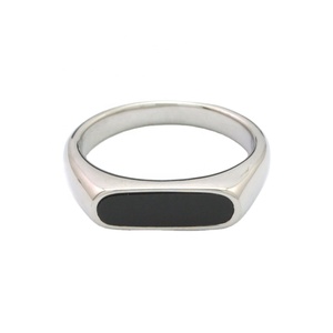 핫세일 블랙 스톤 남성 반지 기하학적 디자인 남성용 웨딩 약혼 스톤 반지 - Product Image 1