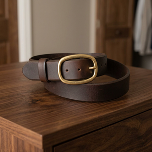 Ceinture pour homme en cuir de vachette véritable style vintage, avec boucle carrée en acier, écologique, respirante, imperméable et légère - Product Image 1