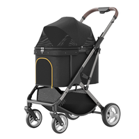 Poussette pour animaux de compagnie pliable en un clic, réglable, à 4 roues, légère, en aluminium aéronautique, chariot pour chien, chariot pour animaux de compagnie en Oxford imperméable 600D