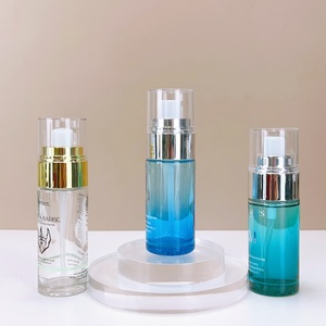 Wholesale Cosmetic Packaging 40ml 50ml 60ml Transparent Frosted <b>Empty</b> Serum Lotion Foundation Glass Bottle with Pump - Product Image 4