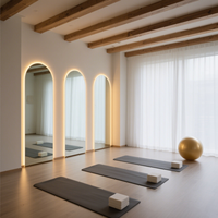 Espejo LED de Pared Moderno, Minimalista, Arqueado, Sin Marco, de Lujo, para Sala de Yoga, Baño y Vestidor