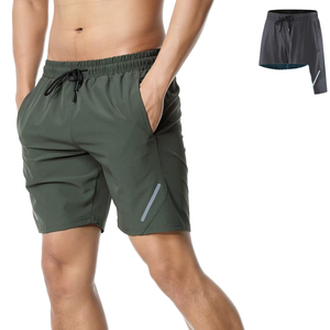 Shorts <span class=keywords><strong>de</strong></span> sport décontractés pour hommes en toile 100% coton |   Short <span class=keywords><strong>de</strong></span> sport respirant et à séchage rapide <span class=keywords><strong>de</strong></span> 5 pouces avec cordon <span class=keywords><strong>de</strong></span> serrage pour l'été - Product Image 1