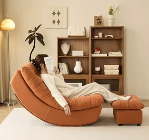 Moon Chair Recliner <strong>Sofa</strong> One Seat <strong>Sofa</strong> Chair with Rocking <strong>Footstool</strong> Sponge Filled Modern <strong>Sofa</strong> <strong>Bed</strong> for Living Room &amp; Balcony - Product Image 2