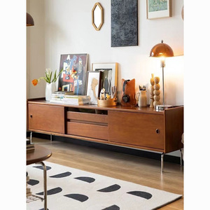 Mueble para TV Retro de Madera Maciza de 1.5M, 1.8M, 2M, Mueble de Almacenamiento para Sala de Estar, Moderno y Vintage, con Soporte de Piso - Product Image 1