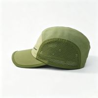 Quantité minimum de commande : 50 |   Échantillon de 3 jours |   Casquette de course à 5 panneaux en maille perforée verte avec impression de logo personnalisé - BSCI OEM pour les marques de sports de plein air