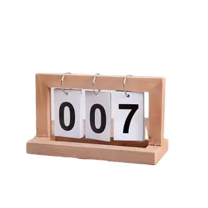 Hot-sale Products Wooden DIY Page Turning Small Paper Desk Calendar Wooden Calendar Home Decoration Countdown Table Decoration