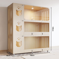 Nichoir moderne multi-niveaux en bois pour chats avec panneaux transparents, idéal pour l'hébergement d'animaux, la présentation en salon, construction robuste en bois massif