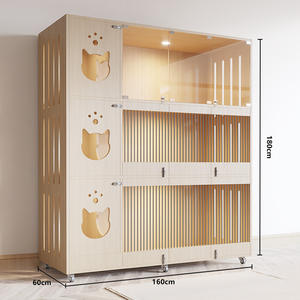 Nichoir moderne multi-niveaux en bois pour chats avec panneaux transparents, idéal pour l'hébergement d'animaux, la présentation en salon, construction robuste en bois massif - Product Image 5