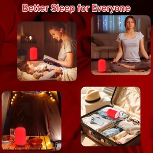 Red light sleep <b>Touch</b> Control LED Night Light Dimmable Nursery <b>Lamp</b> Cylindrical <b>Bedside</b> Light Soft Plastic Shade - Product Image 6