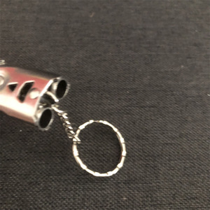 Metal Double Barreled Popping Whistle Stainless Steel High Frequency Rescue Outdoor Portable Keychain Durable - Product Image 2