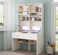 Bureau d'angle avec bibliothèque intégrée, bureau d'ordinateur combiné avec bibliothèque, style luxe léger, bureau d'étude à domicile avec dossier