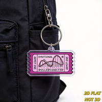 Porte-clés en acrylique « Ticket Rose Montagnes Russes Émotionnelles » – Accessoire de sac et porte-clés pour la sensibilisation à la santé mentale