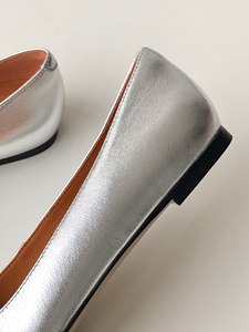 Chaussures plates en cuir d'agneau 100% pour femmes, chaussures de ballet scintillantes, mocassins pour femmes, chaussures décontractées pour filles, chaussures à bout rond, logo personnalisé - Product Image 6