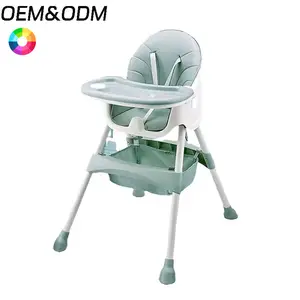 Custom Colors Baby Feeding Chair Adjustable Height With Dining Tray High-strength Durable Sturdy Baby High Chair