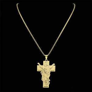 Collana da Uomo Semplice ed Elegante con Pendente a Croce in Acciaio Inossidabile, Gioiello Religioso Cristiano con Fede in Gesù, Vendita all'Ingrosso - Product Image 2