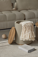 Nodic japonais moderne vintage bois de chêne multifonctionnel salon rangement rond table basse table d'appoint table d'appoint ensemble de table d'appoint