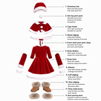 Costume de Père Noël pour enfants, robe rouge, cape, chapeau, kit, tenue de spectacle de Noël