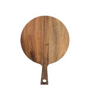 Tabla de cortar redonda de madera de acacia más vendida con asa para uso en la cocina, hecha en Vietnam - Product Image 1
