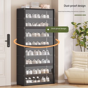 Zapatero transparente duradero para puerta de casa, estante a prueba de polvo de varios pisos, almacenamiento de armario Simple, muebles de Metal modernos para - Product Image 1