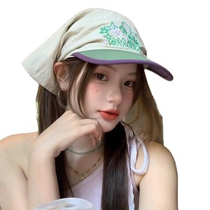 Casquette de baseball beige avec bord vert, séchage rapide, respirante, protection solaire pour activités de plein air, chapeau pour femme - Product Image 5