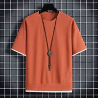T-shirt à manches courtes en soie glacée, à motif gaufré, ample, grande taille, avec logo personnalisé, design de marque de mode