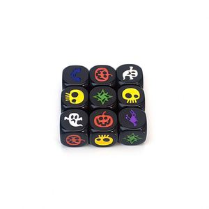 Dados de Calabaza de Halloween Negros de Acrílico de 16 mm con Grabado Personalizado, Estilo Hueco, para Juegos de Mesa - Product Image 1