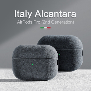 Étui de protection en cuir Alcantara de luxe <span class=keywords><strong>pour</strong></span> Airpods 3 4 Pro 1ère/2ème/3ème génération, même cuir utilisé <span class=keywords><strong>pour</strong></span> les voitures de <span class=keywords><strong>sport</strong></span> - Product Image 1