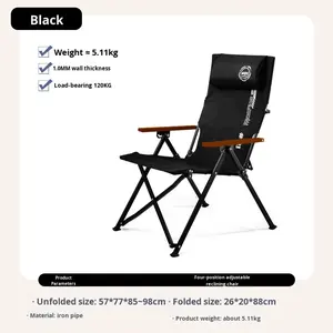 Chaise de <span class=keywords><strong>camping</strong></span> pliable JH à quatre niveaux réglables, chaise d'extérieur à support multipoint, nouvelle chaise en alliage d'aluminium améliorée - Product Image 3