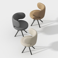 Chaise de salle à manger contemporaine rembourrée en forme de fer à cheval avec pieds en métal, chaise en cuir beige gris durable, mobilier de maison