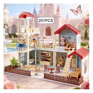 Mini Casa de Muñecas DIY, Kit de Casa de Muñecas en Miniatura con Muebles y Accesorios, Modelo Creativo de Plástico, Regalo para Niños de 5 a 7 Años - Product Image 2