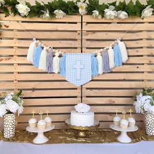 Guirnalda <span class=keywords><strong>de</strong></span> Borlas Cruzadas para Silla Alta, Decoraciones para la <span class=keywords><strong>Primera</strong></span> Comunión <span class=keywords><strong>de</strong></span> Niños, Tema <span class=keywords><strong>de</strong></span> Cruz, Borlas Azules, Guirnalda <span class=keywords><strong>de</strong></span> Cuentas <span class=keywords><strong>de</strong></span> Madera - Product Image 5