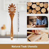 Cuisine Restaurant Gadgets Vaisselle Louche à soupe en bois Servir Cuillère de table à long manche Cuillère à fente