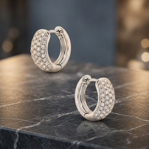 Boucles d'oreilles en or blanc avec diamants ronds, bijoux de créateur de luxe pour femmes, cadeau de mariage - Product Image 2