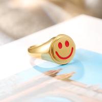 Embrassez la vie avec un sourire-Bague Smiley créative en or jaune 10 carats, en or rose ou en platine pour hommes et femmes