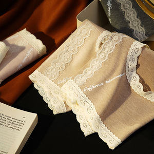 新作秋と冬のミッドウエストレースブラッシュドコットン下着シルキー快適な女性用パンティ通気性のあるクロッチパンティー - Product Image 3