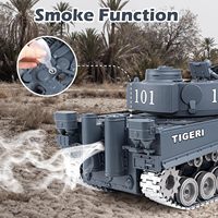 Tank télécommandé DWI Dowellin RC, modèle de char allemand Tiger I en métal alliage à l'échelle 1:18, jouet militaire télécommandé, véhicule RC 2,4 GHz avec fumée et son