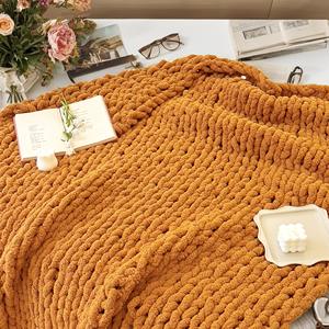 Rahat uyku ev otel yumuşak düğün ağırlıklı tıknaz şönil örme yatak battaniye kapakları - Product Image 2