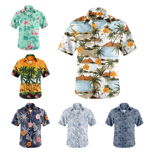 Camisa hawaiana de manga corta para hombre, camisa de playa Tropical con estampado completo personalizado, tejido elástico de 4 vías, cuello abotonado - Product Image 3
