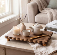 Plateau sur pied en bois pour salle de bain et comptoir de cuisine, rehausseur rustique pour savon, plantes et décoration, présentoir de style ferme
