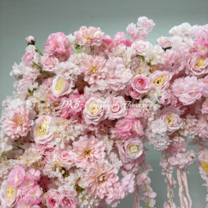 Ensemble de fleurs artificielles d'intérieur/extérieur romantique fleurs artificielles roses suspendues décoratives pour les décorations de scène de mariage - Product Image 5