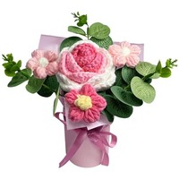 Keranjang Bunga Rajut dari Benang untuk Hadiah Hari Valentine, Hari Ibu, Wisuda, Ulang Tahun, Dekorasi Rumah, Pernikahan, Buatan Tangan