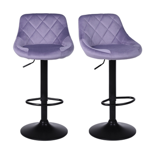 Modern Velvet Bar <strong>Stool</strong> 70cm Seat Height <strong>Black</strong> with Adjustable <strong>Foot</strong> for Dining Home or Hotel Use - Product Image 1