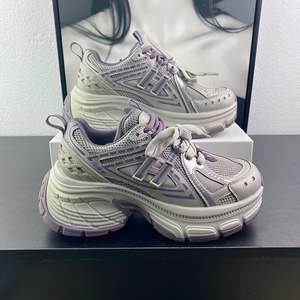 Zapatillas Chunky Dad para Mujer, Gris Plateado Morado, Parte Superior de Malla, Tacón Alto de 6-8cm, Estilo Deportivo Casual, Zapatillas Bajas de Moda - Product Image 3