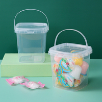 Seau en plastique PP transparent avec couvercle et poignée, pour le stockage alimentaire, emballage carré pour biscuits, conteneur pour confiserie, portable