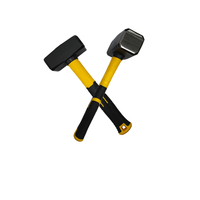 Marteau de maçon en acier au carbone avec poignée TPR, poignée en caoutchouc jaune pour travaux de construction et industriels, OEM personnalisé